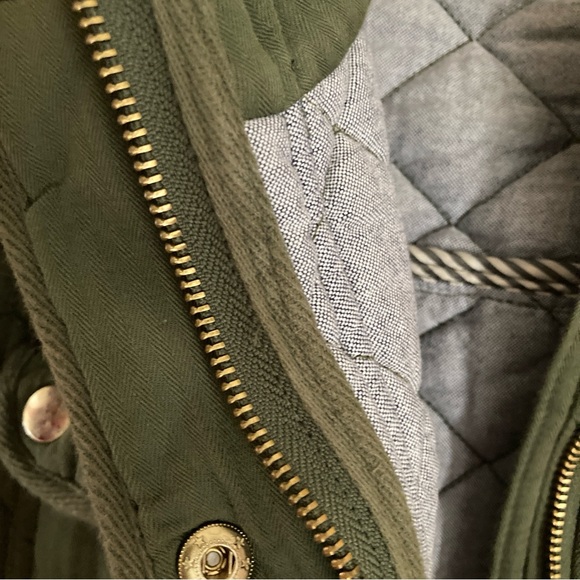 Market & Spruce Olive Quilted Jacket with Gold Buttons and zipper Size XS - Picture 5 of 11
